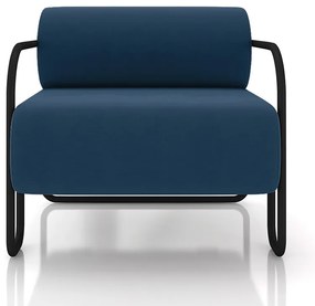 Poltrona Sala de Estar Industrial Preto Ameli Veludo K01 - D'Rossi - Azul Marinho