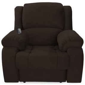 Poltrona Decorativa Magnum Reclinável Elétrica com Massagem Suede Marrom