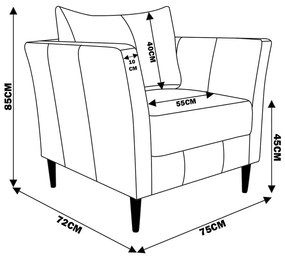 Kit 3 Poltronas Decorativa Sala de Estar Pés Palito Lubbock Couro Preto G58 - Gran Belo