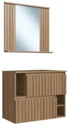 Gabinete Banheiro 75cm  Para Cuba e Espelheira Tunís Mel F10 - Mpozena