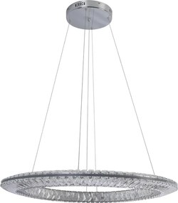 Pendente Led Cristal K9 E Metal Cromado 50w 3000k Glaces