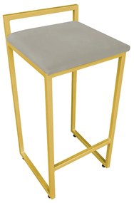 Banqueta Alta Industrial Pietra Suede Marrom Rato Base Dourado D'Rossi