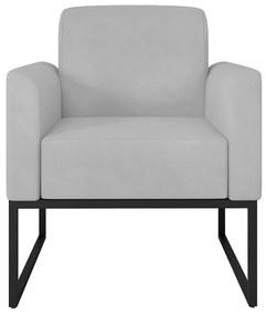 Poltrona Decorativa Isabella Base Industrial Suede Grafite/Preto G19 - Gran Belo