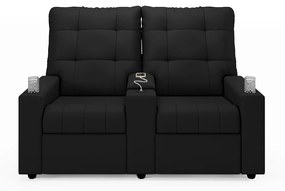 Poltrona do Papai Reclinável Sala de Cinema Movie 2 Lugares Manual Baú USB PU Preto G23