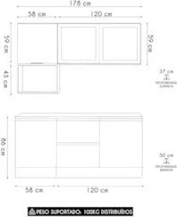 Armário de Cozinha CP01 e Tampo Grace Carvalho Oak/Off White Z44 - Mpo