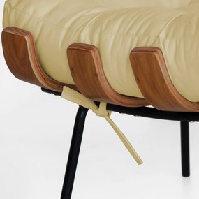 Puff Decorativo Sala de Estar Costela Rib Suede Nude