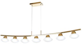 Pendente Retangular Vidro Disco 112X13X18Cm Metal E Vidro 7 X G9 | Old... (CAFÉ / COBRE BRILHO)