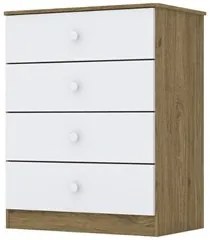 Cômoda Infantil 4 Gavetas Labirinto Rústico Branco HP - Henn