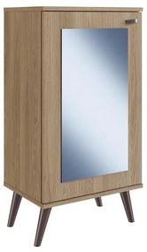 Sapateira Retrô com Espelho, 1 Porta e 3 Prateleiras Oak