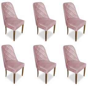 kit com 6 Cadeiras de Jantar Dublin Suede Rose