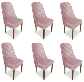 kit com 6 Cadeiras de Jantar Dublin Suede Rose