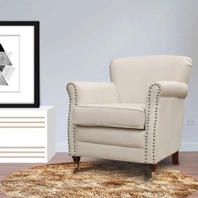 Kit 03 Poltronas Decorativas Sala de Estar Brunei Pés Príncipe Couro Off White G58 - Gran Belo