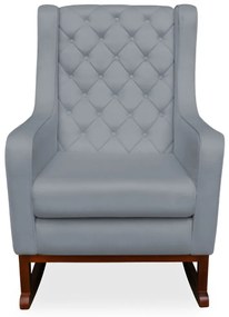 Kit Poltrona Amamentação Balanço Maju com Puff Flor Veludo - Cinza