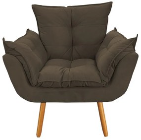 Poltrona Decorativa Opala Pés Palito Suede Marrom - Sheep Estofados - Marrom