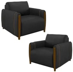 Kit 2 Poltronas Decorativas para Sala de Estar 98cm Amaranto Z32 PU Pr
