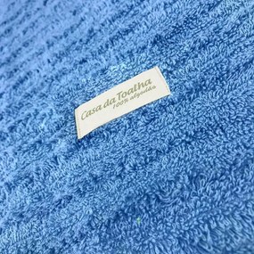 Toalha de Banho 100% Algodão jogo com 2 banho 2 rosto 1 piso Fio Penteado - Azul  Azul