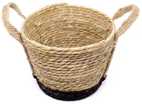 Cesto de Fibra Natural Seagrass Com Fundo Preto 20x27x27 Cm  - D'Rossi