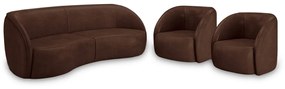 Conjunto Sofá Sala de Estar Bipartido 240cm e 2 Poltronas Clarke PU Marrom Manchado G45 - Gran Belo