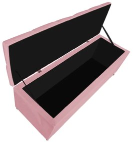 Calçadeira Estofada Liverpool 140 cm Casal Suede Rosa Bebê - ADJ Decor