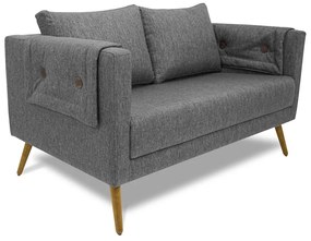 Poltrona Namoradeira Paris D07 2 Lugares Linho Mescla Chumbo - D'Rossi