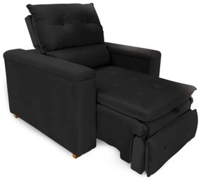 Poltrona Reclinável Retrátil Onix Veludo Preto - Sheep Estofados - Preto