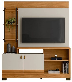 Home Decorativo Jatiuca MDP/MDF Ripado TV Até 50 Polegadas Nature/Off White G77 - Gran Belo