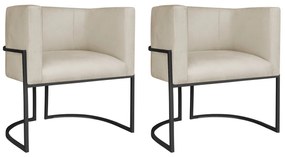 Kit 02 Poltronas Decorativas Luna Base de Ferro Preto Suede