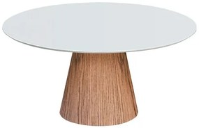 Mesa Jantar Redonda Ayla Amêndoa Tampo Branco 120cm - 78800 Sun house