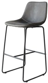 Banqueta Oxford Couro Ecologico Cinza Vintage Base Aço 106cm - 61205 Sun House