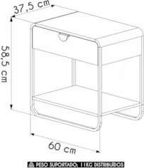Mesa de Cabeceira Quarto 60cm 1 Gaveta Mario Hanover/Dourado A10 - Mpo
