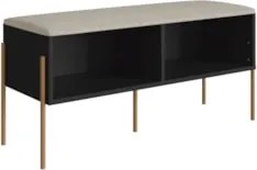 Banco Sapateira Estofada Para Quarto Pé Metal Arlo A10 Nero/Dourado -