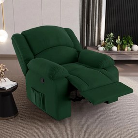Poltrona do Papai Reclinável Sala de Cinema Madrid Manual Veludo Verde Esmeralda G23
