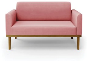 Sofá Namoradeira Base de Madeira Fixa Castanho Marisa Suede D03 - D'Rossi - Rose