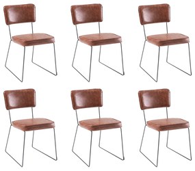 Kit 6 Cadeiras de Jantar Decorativa Base Aço Preto Luigi PU Caramelo G17 - Gran Belo