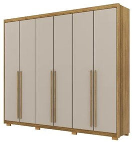 Guarda Roupa Dubai Majestic 6 Portas e 6 Gavetas Nature/Fendi - Vila Rica Móveis