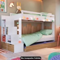 Treliche Infantil Com Escada e Nichos Infix C06 Branco/Aveiro - Mpozen