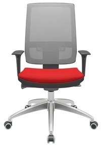 Cadeira Office Brizza Tela Cinza Assento Aero Vermelho Autocompensador Base Aluminio 120cm - 63783 Sun House