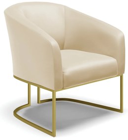 Poltrona Decorativa Industrial Dourado Stella Sintético Bege D03 - DRossi
