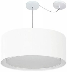 Lustre Pendente Cilíndrico Com Desvio Md-4311 Cúpula em Tecido 60x30cm Branco - Bivolt