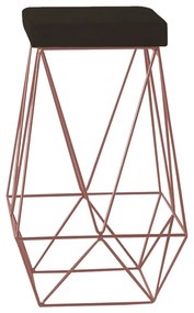 Banqueta Decorativa Kathy Base Bronze Suede Marrom G41 - Gran Belo