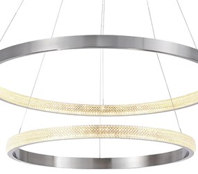 Pendente Oca Aros Duplo Ø80X4Cm / Ø60X4Cm Led 74W 3000K Bivolt | Bella... (Nickel)