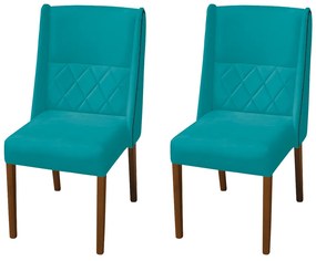Kit 2 Cadeiras de Jantar Lecce Veludo Azul Tiffany