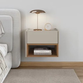 Mesa De Cabeceira Florença Off White/Cedro - Casa D Móveis