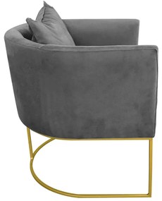 Poltrona Paola Suede Base Metálica Dourado D03 - D'Rossi Bege - Grafite