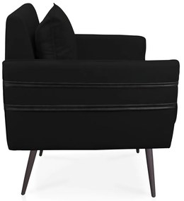 Kit 02 Poltronas Mari Suede Preto Pés Palito de Ferro Preto - D'Rossi