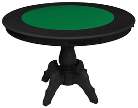 Mesa de Jogos Carteado Redonda Montreal 6 Lugares Tampo Reversível com Gavetas e Porta Copos Preto Fosco G36 - Gran Belo