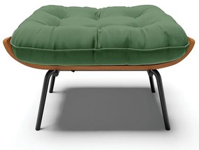Kit 02 Puffs Costela Suede Base Metálica Preto - D'Rossi - Verde