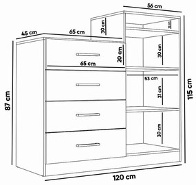 Cômoda Quarto 2 Portas Sapateira 120cm Elára A09 - D'Rossi - Atacama e White