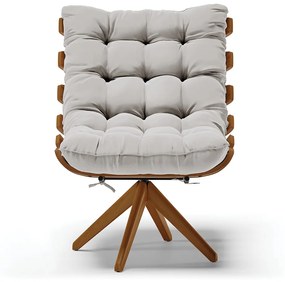 Poltrona Giratoria Costela Kit 2 Veludo Base de Madeira MA30 M11 - D'Rossi - Cinza