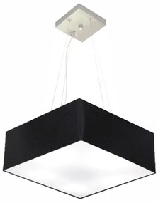 Lustre Pendente Quadrado Md-4194 Cúpula em Tecido 12/40x40cm Preto - Bivolt